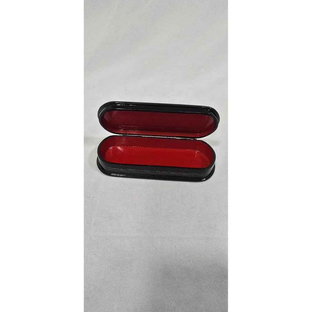 Vtg Russian Lacquer hard eyeglass case box hand painted‎ Fedoskino nature